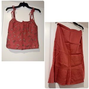 Wilfred SET Linen Tank & Skirt Set with Mint Floral Print